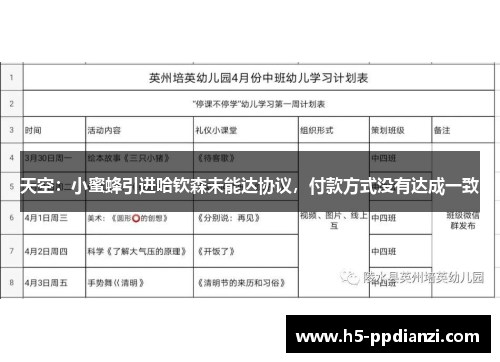 天空：小蜜蜂引进哈钦森未能达协议，付款方式没有达成一致